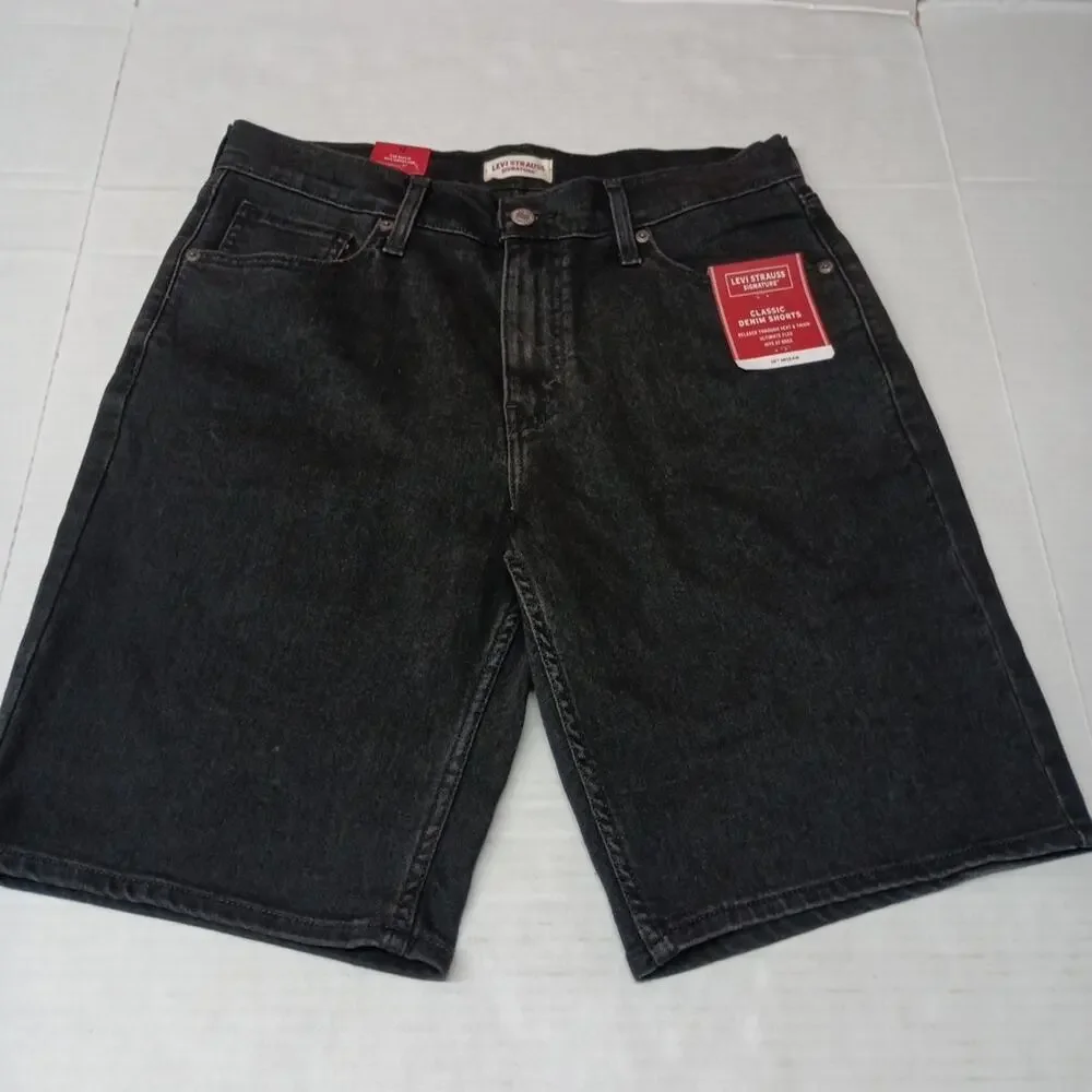 Levi Signature Shorts Men's 30 Black Classic Denim‎ Relaxed